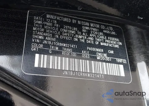 2019 Nissan Rogue Sport Sv из США, поврежденный, VIN JN1BJ1CR8KW321471